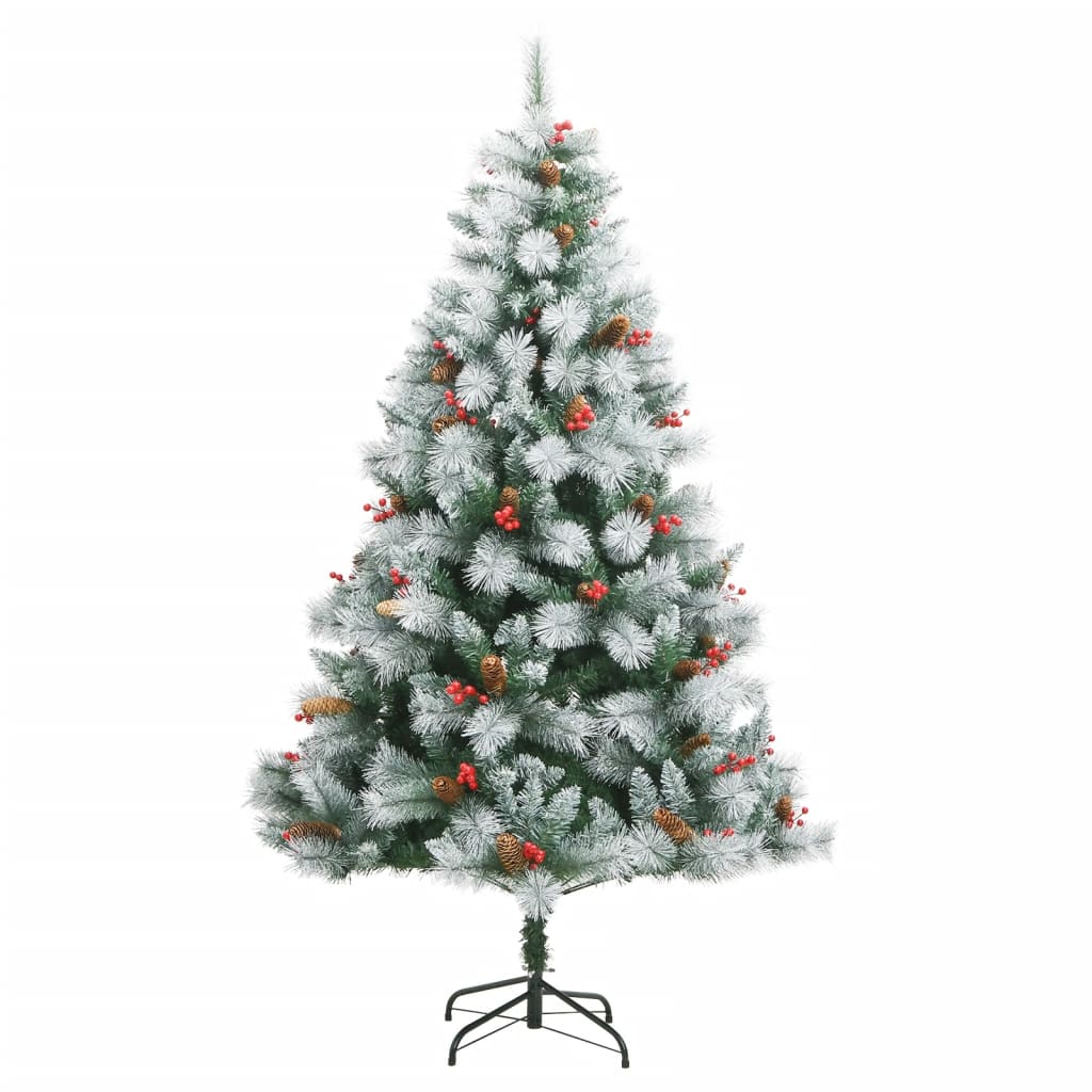 vidaXL Artificial Hinged Christmas Tree with Cones and Berries 210 cm