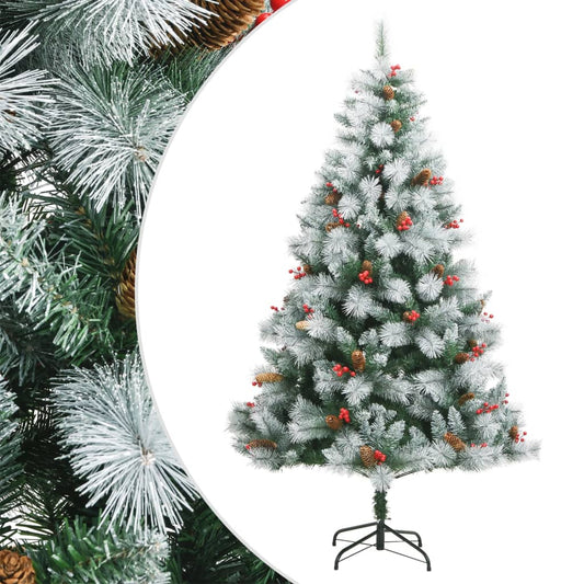 vidaXL Artificial Hinged Christmas Tree with Cones and Berries 240 cm