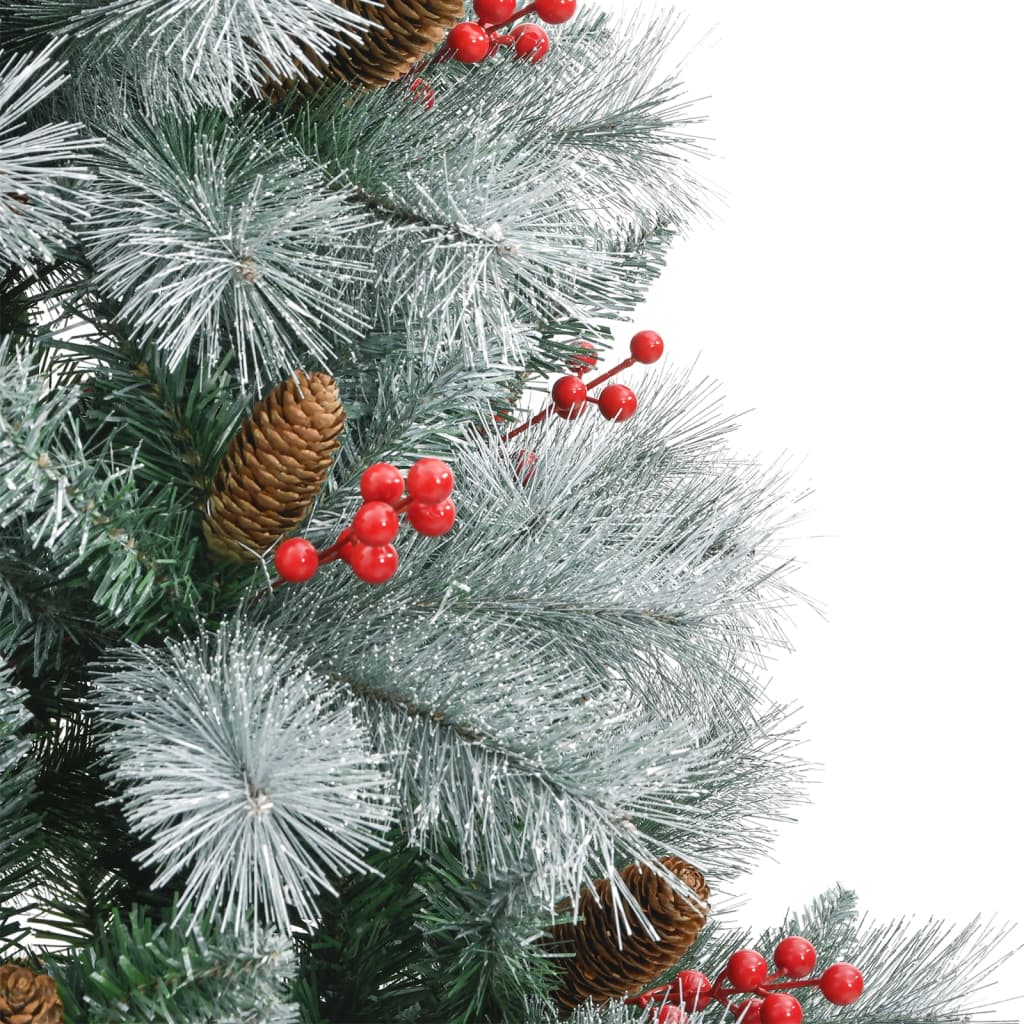 vidaXL Artificial Hinged Christmas Tree with Cones and Berries 240 cm