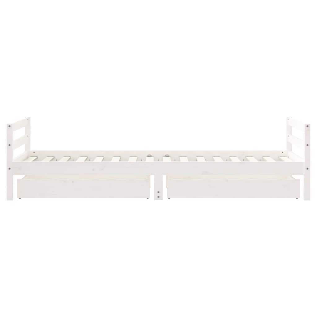 Kids Bed Frame with Drawers White 80x200 cm Solid Wood Pine