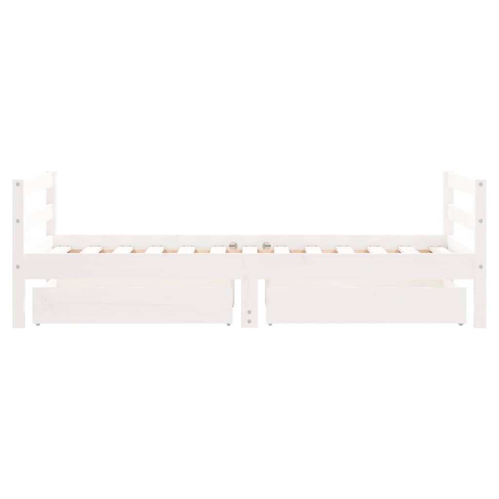 Kids Bed Frame with Drawers White 80x160 cm Solid Wood Pine