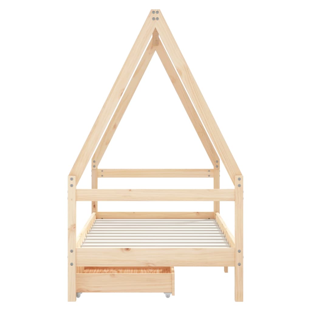 Kids Bed Frame with Drawers 80x160 cm Solid Wood Pine