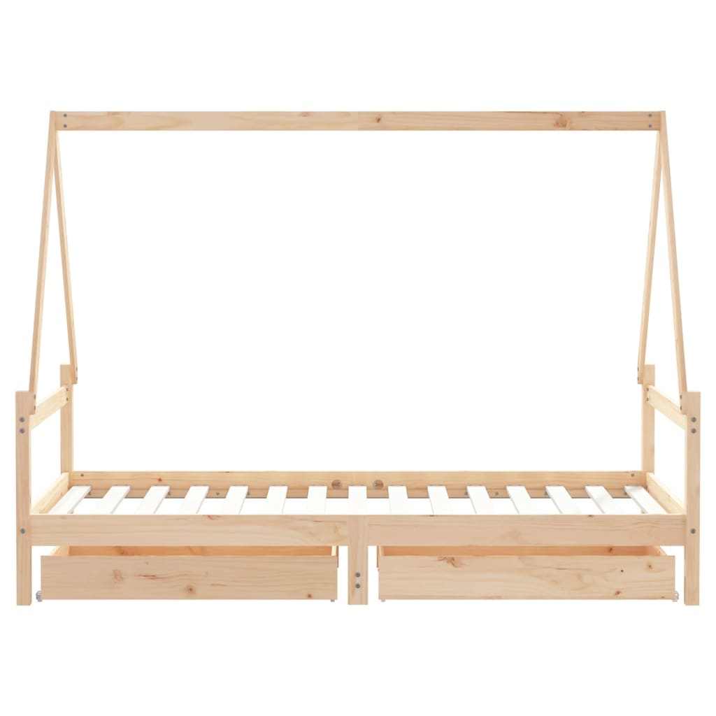 vidaXL Kids Bed Frame with Drawers 90x190 cm Solid Wood Pine