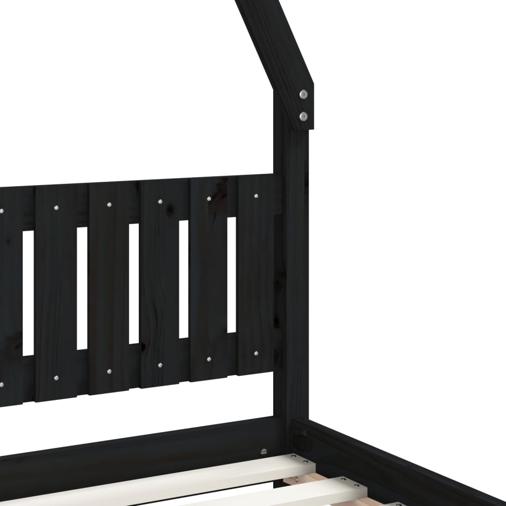 Kids Bed Frame Black 90x190 cm Solid Wood Pine