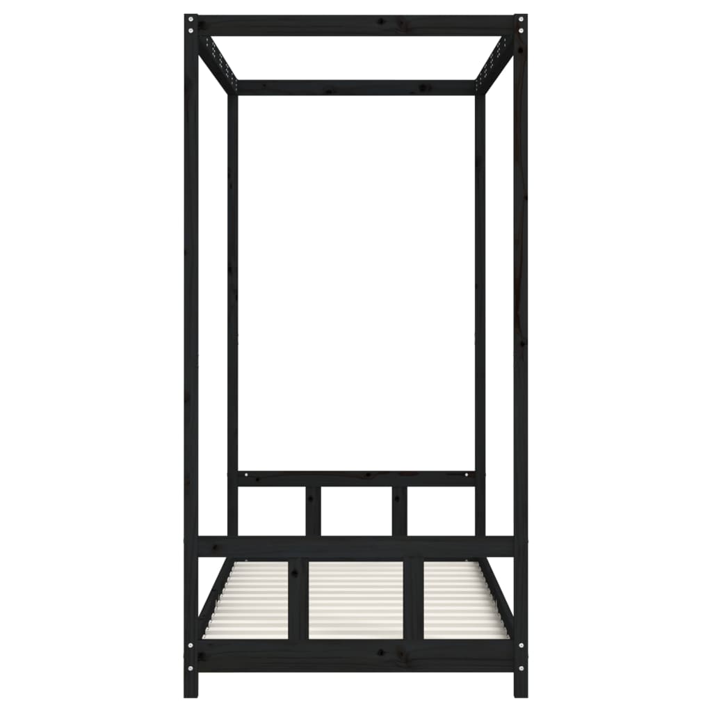 Kids Bed Frame Black 90x190 cm Solid Wood Pine