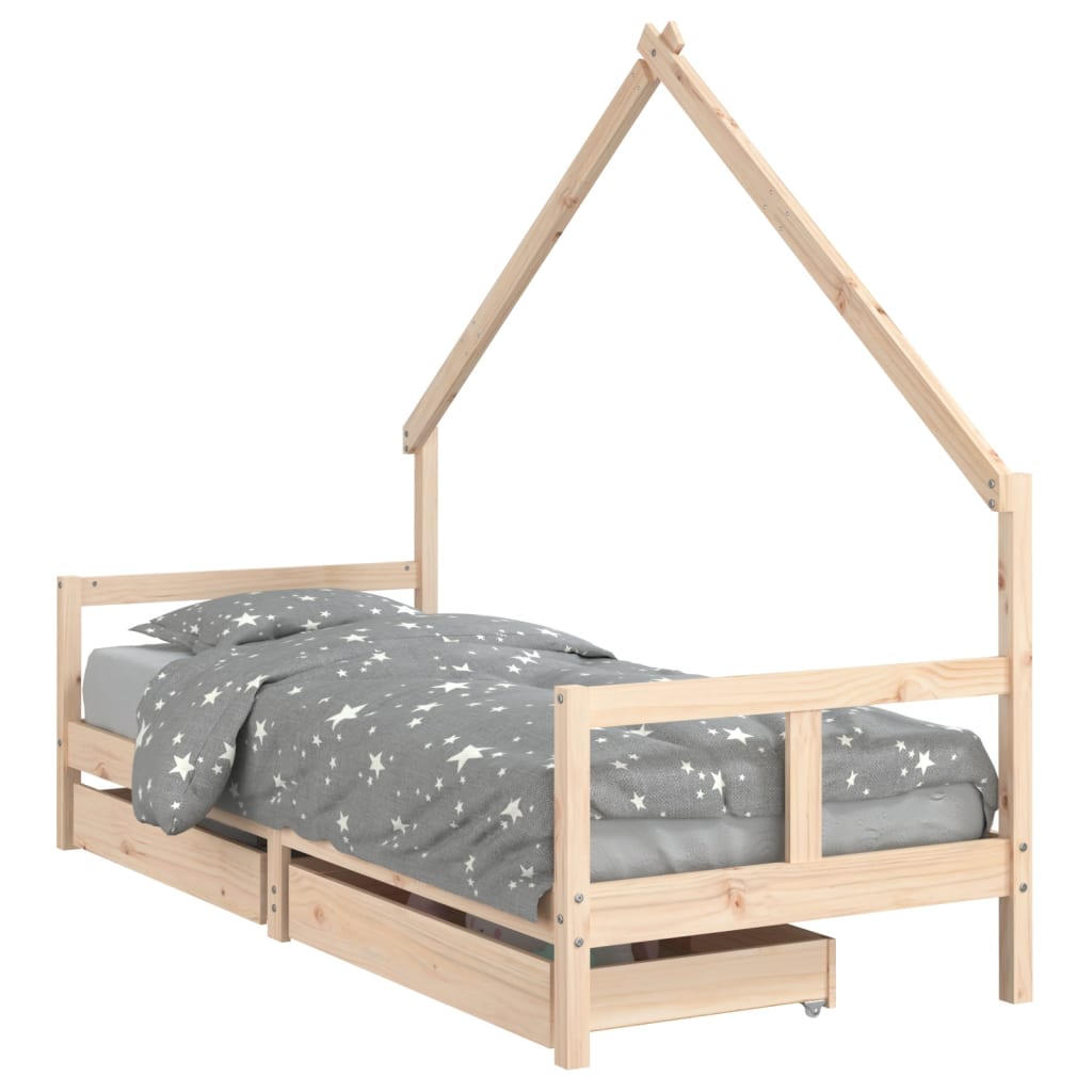 vidaXL Kids Bed Frame with Drawers 80x200 cm Solid Wood Pine