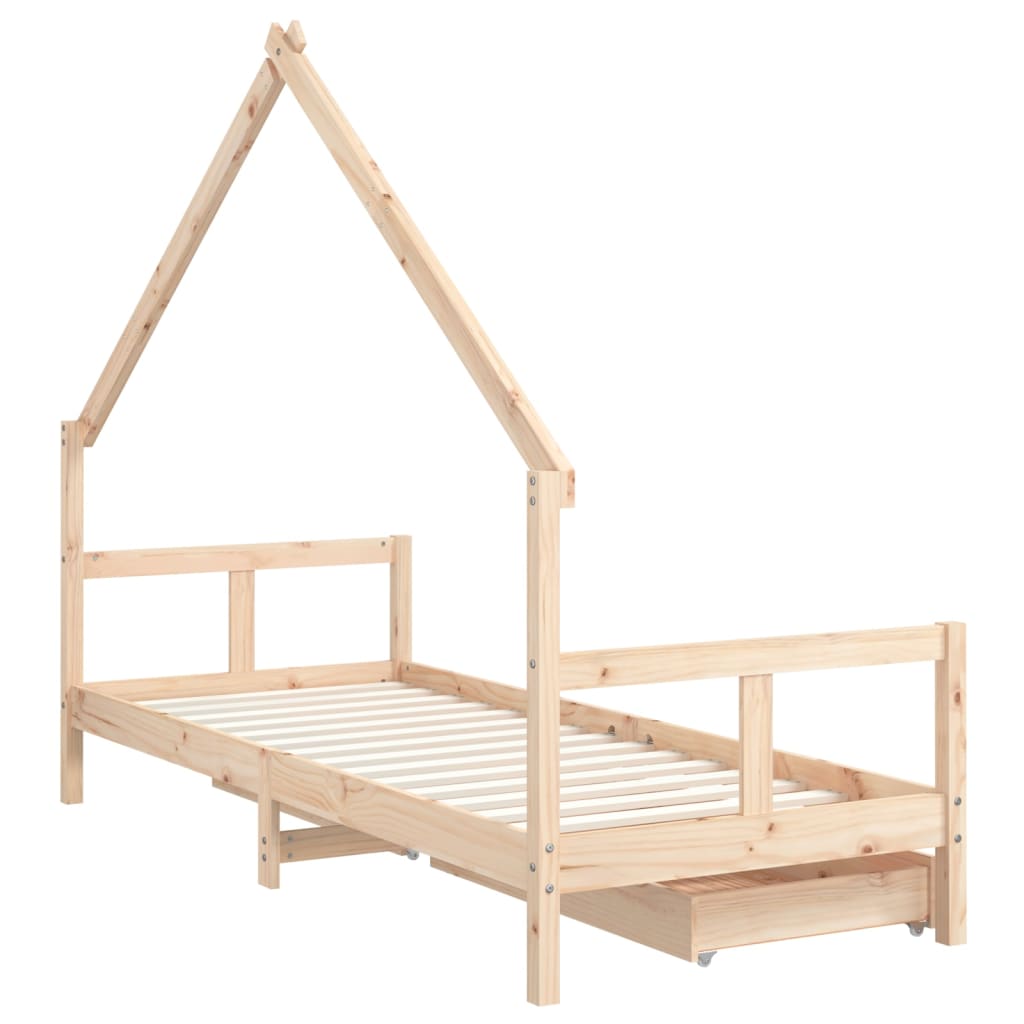 vidaXL Kids Bed Frame with Drawers 80x200 cm Solid Wood Pine