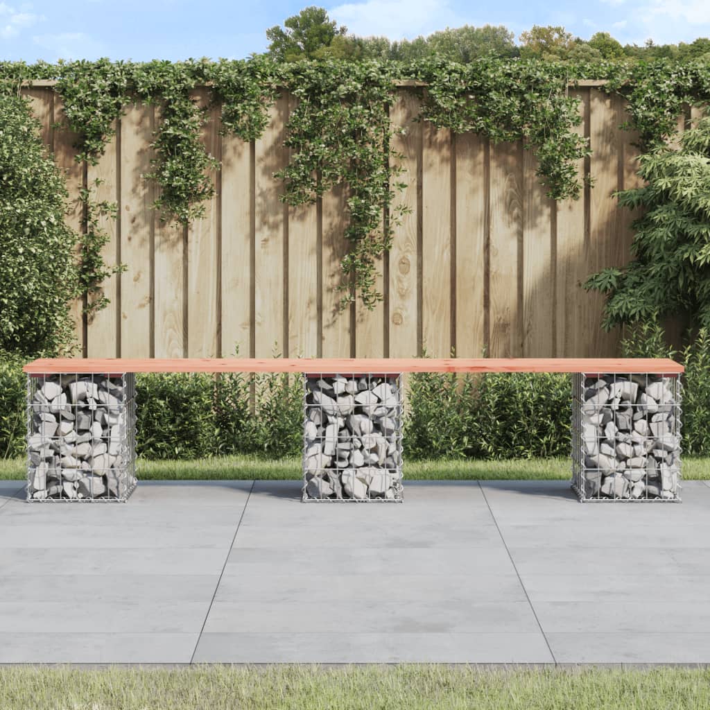 vidaXL Garden Bench Gabion Design 203x31x42 cm Solid Wood Douglas