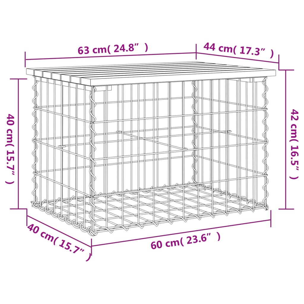 vidaXL Garden Bench Gabion Design 63x44x42 cm Solid Wood Douglas