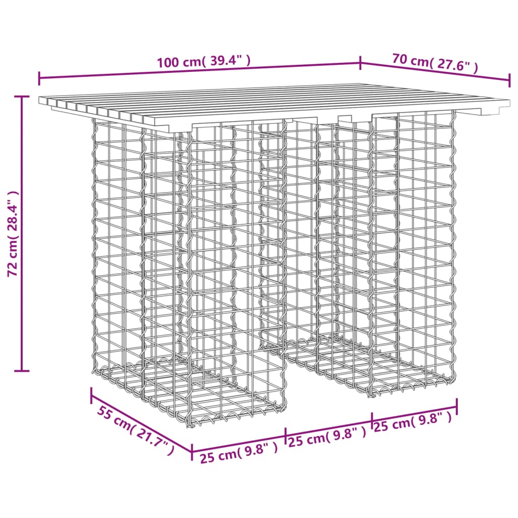 vidaXL Garden Bench Gabion Design 100x70x72 cm Impregnated Wood Pine