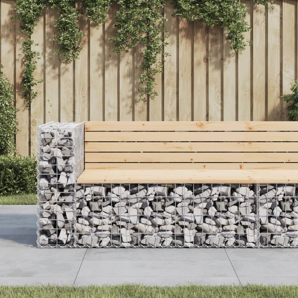 vidaXL Garden Bench Gabion Design 122x71x65.5 cm Solid Wood Pine