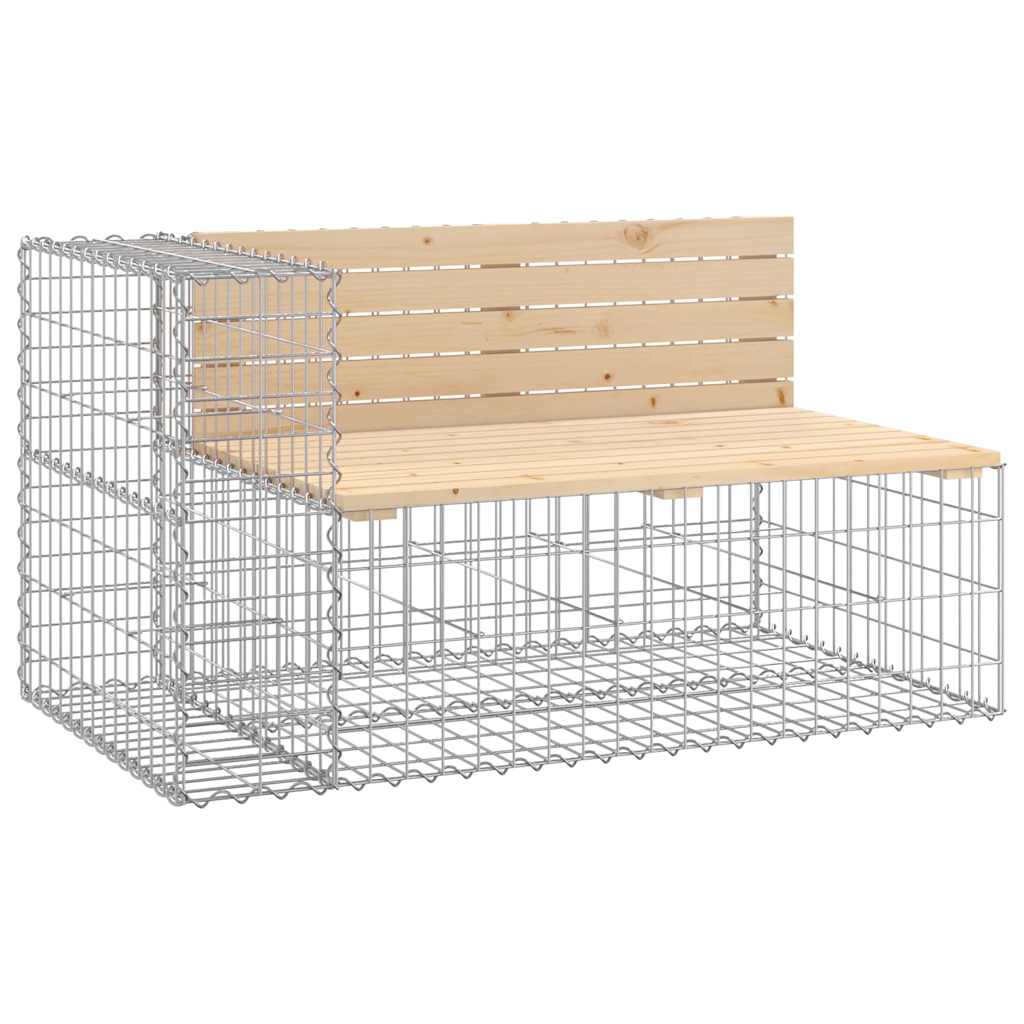 Garden Bench With Gabion Basket | Natural Pine, Silver