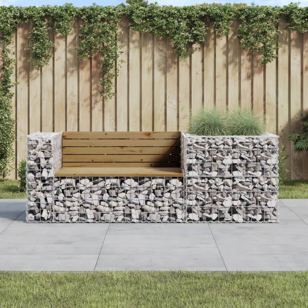 vidaXL Garden Bench with Gabion Basket Impregnated Wood Pine