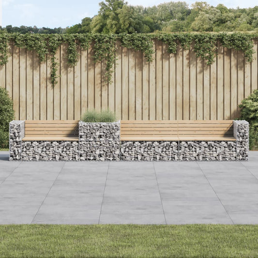 vidaXL Garden Bench with Gabion Basket Solid Wood Pine