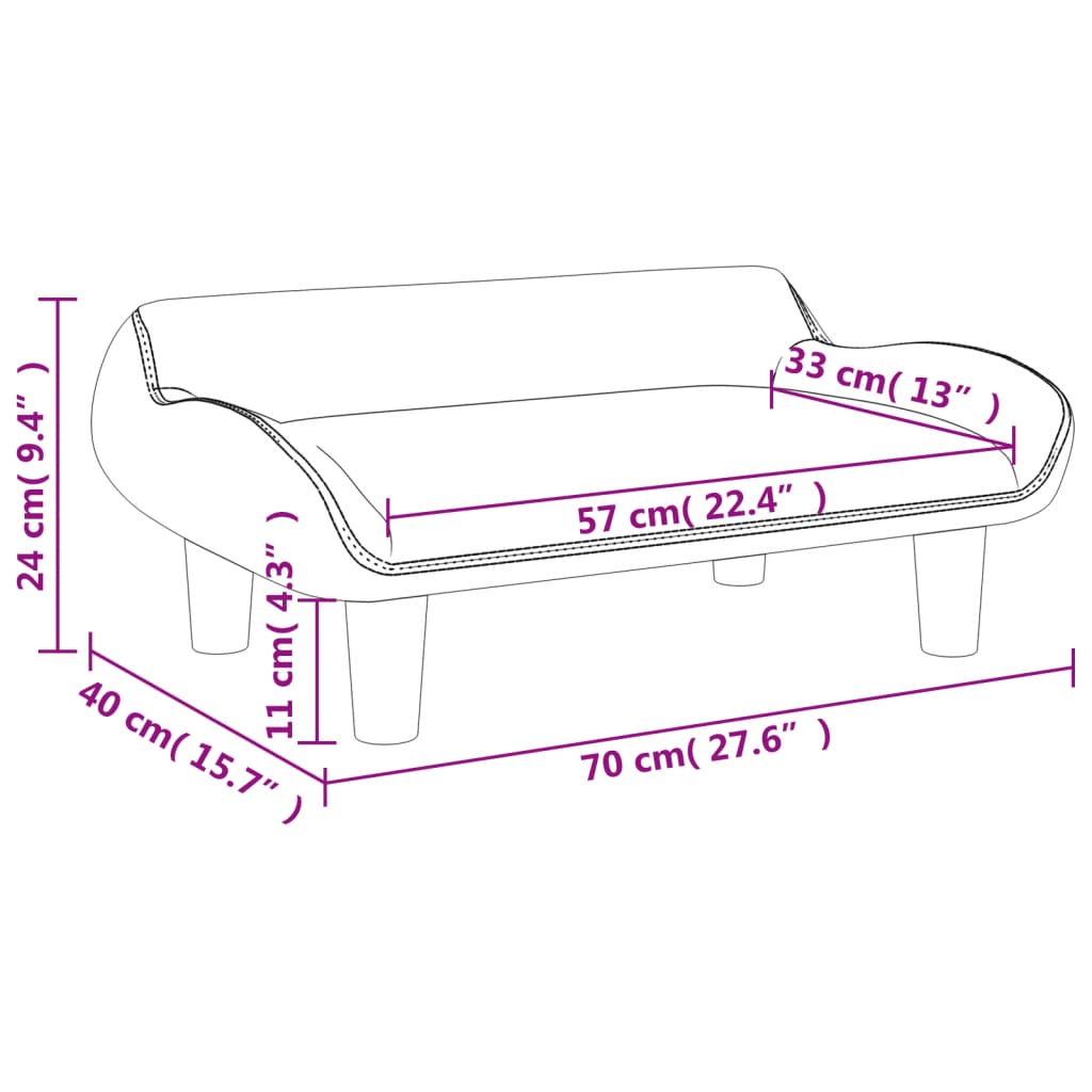 vidaXL Kids Sofa Light Grey 70x40x24 cm Velvet