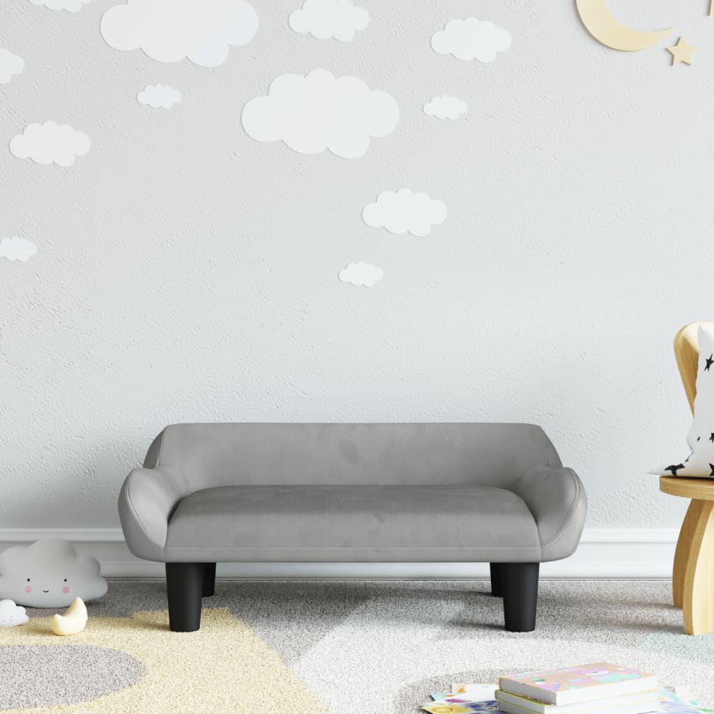 vidaXL Kids Sofa Light Grey 70x40x24 cm Velvet