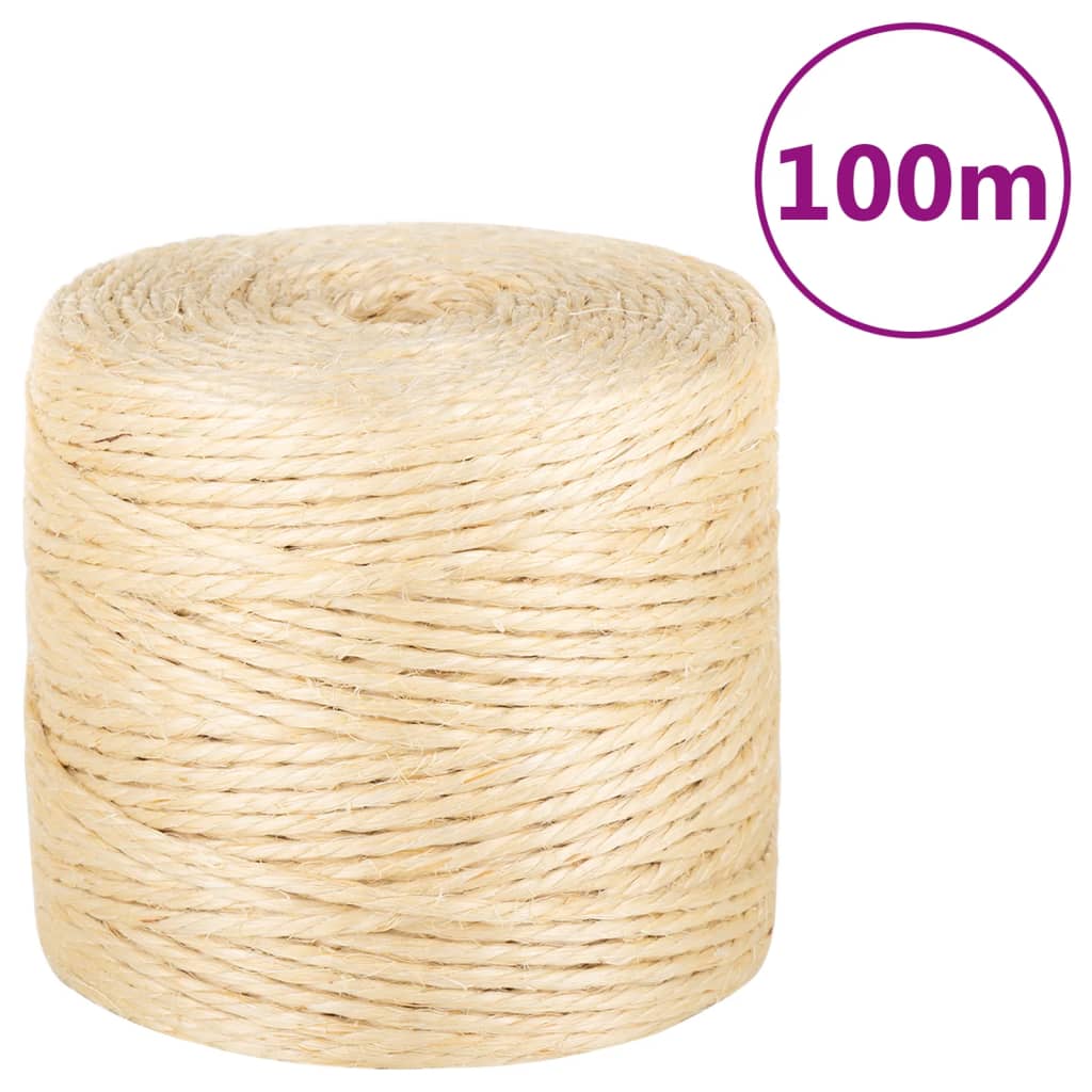 vidaXL Rope 100% Sisal 4 mm 100 m