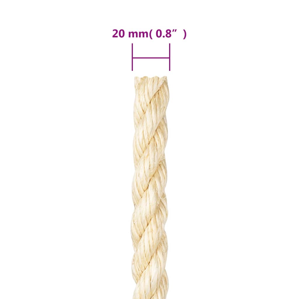 vidaXL Rope 100% Sisal 20 mm 25 m