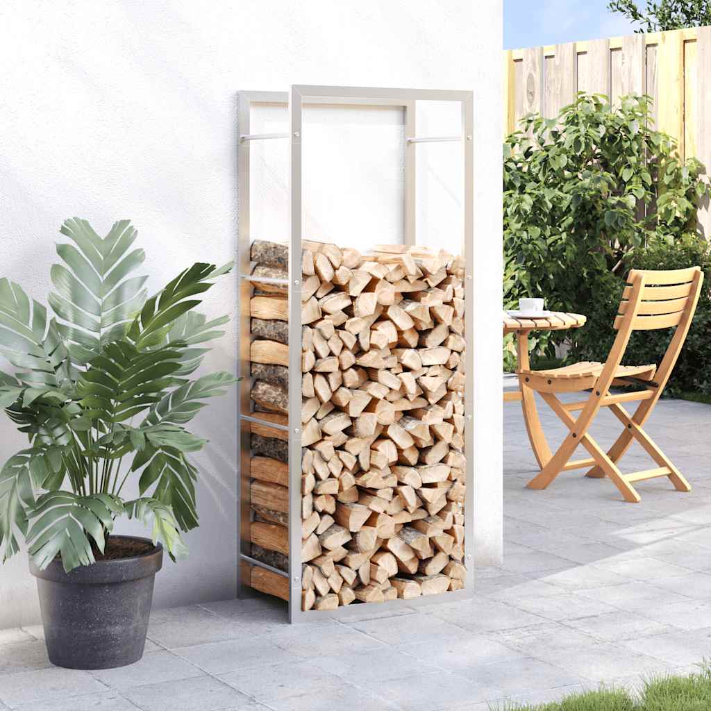Firewood Rack 50x28x132 cm Stainless Steel