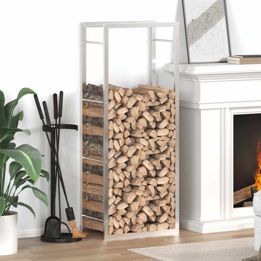 Firewood Rack 50x28x132 cm Stainless Steel