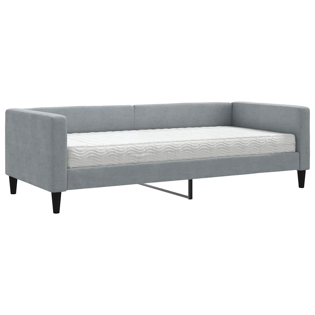 Daybed with Mattress Light Grey 90x190 cm Fabric
