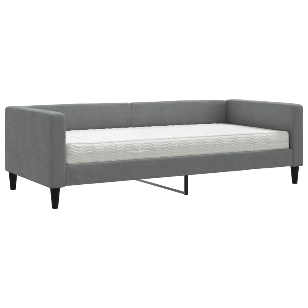 Daybed with Mattress Dark Grey 90x190 cm Fabric