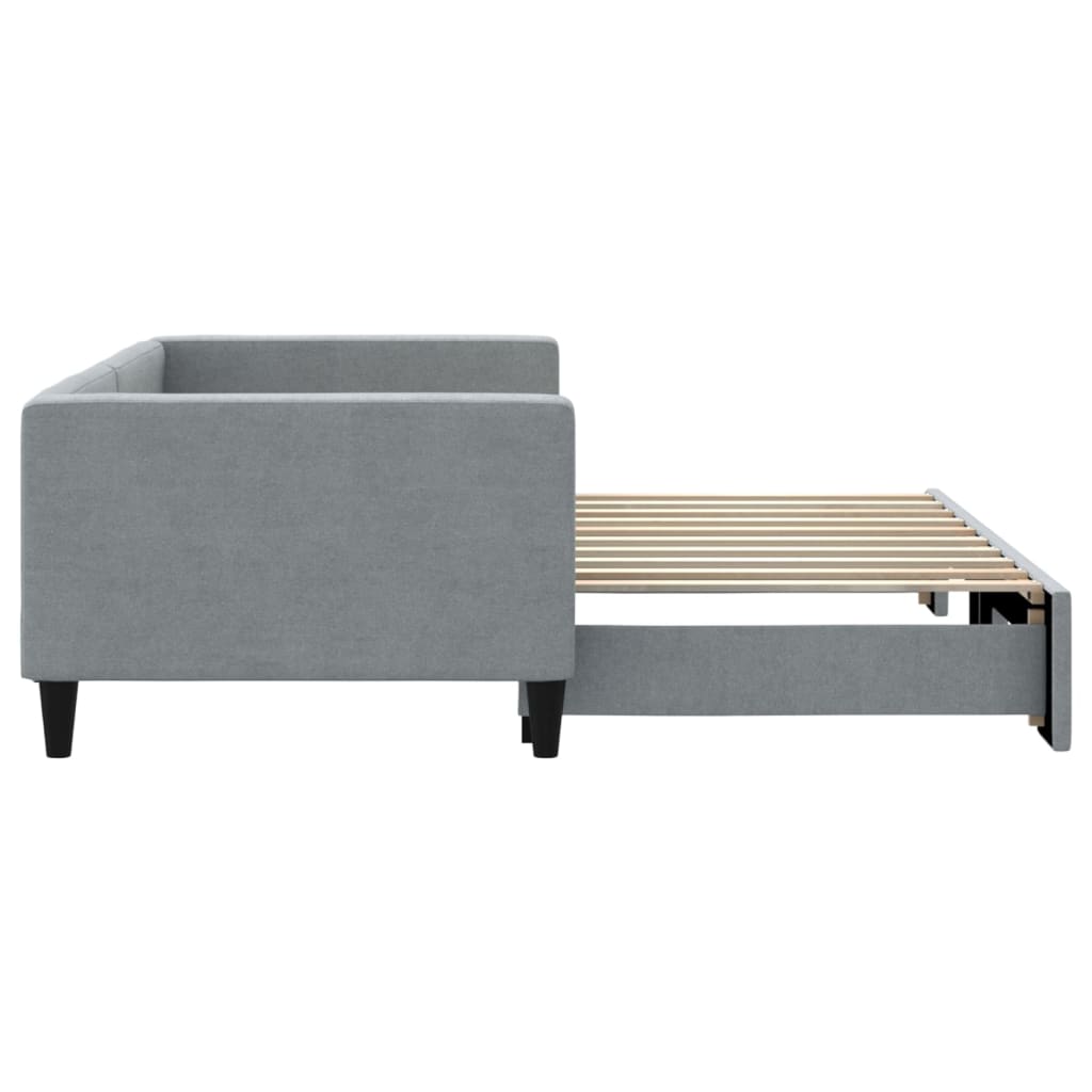 Daybed with Trundle without Mattress Light Grey 90x190 cm Single
