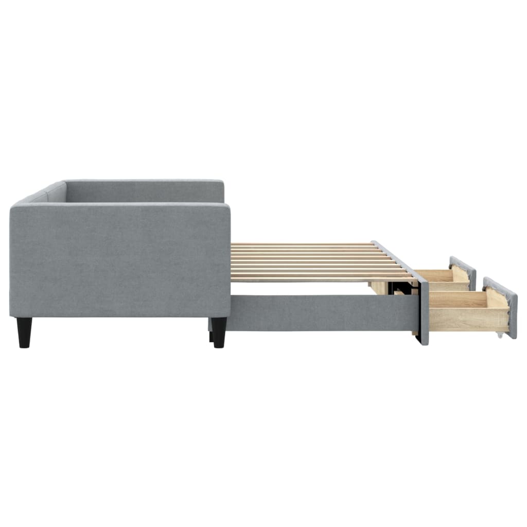 Daybed with Trundle&Drawers without Mattress Light Grey 90x190 cm Single