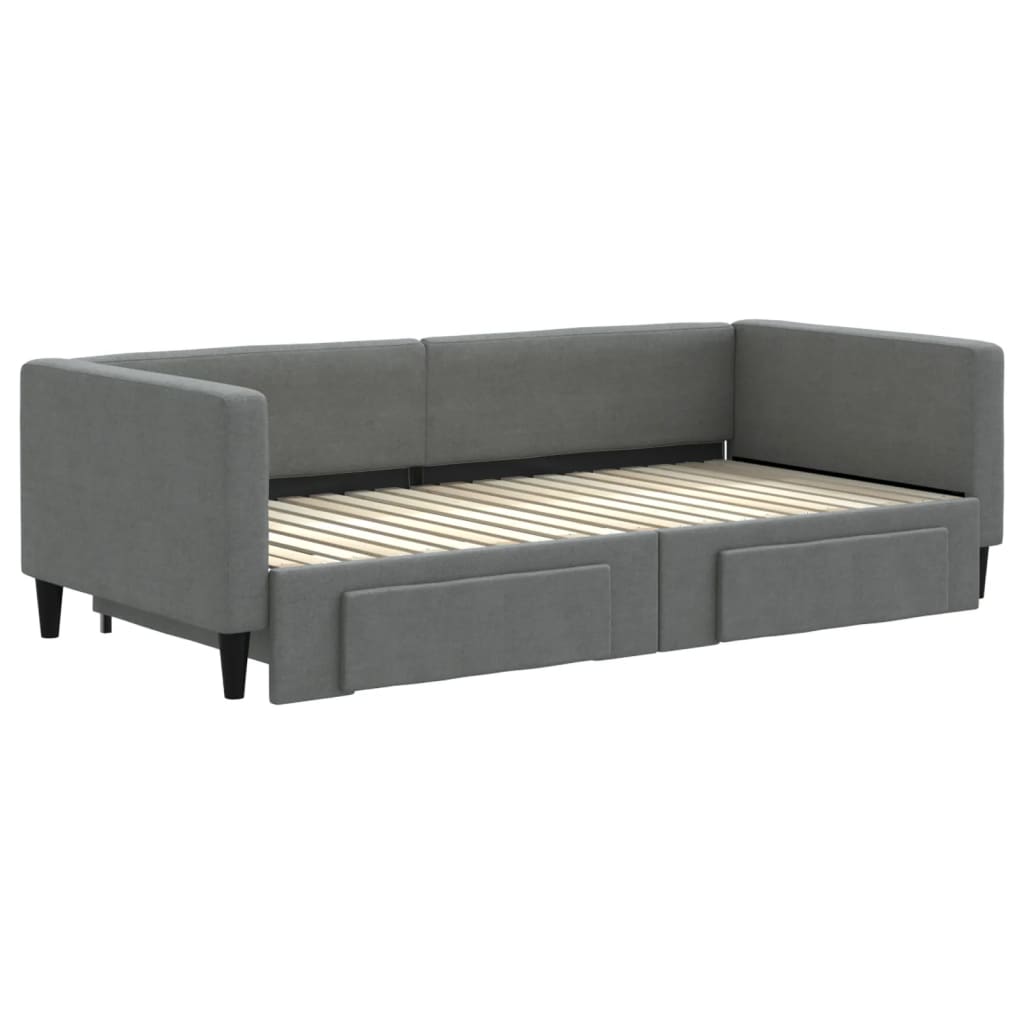 Daybed with Trundle&Drawers without Mattress Dark Grey 90x190 cm Single