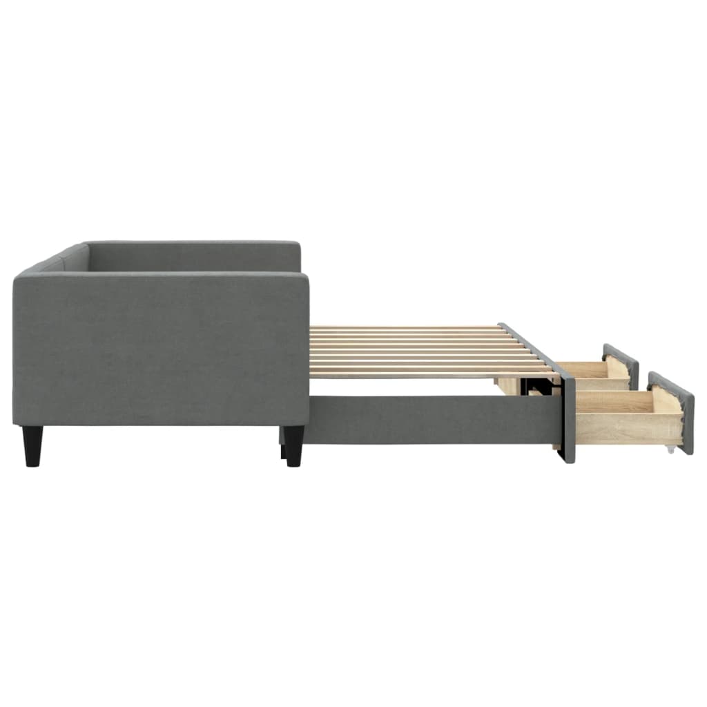 Daybed with Trundle&Drawers without Mattress Dark Grey 90x190 cm Single