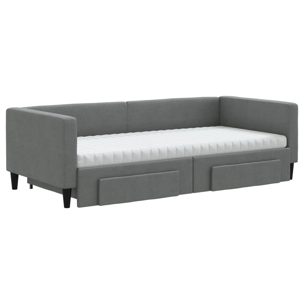 Daybed with Trundle and Drawers Dark Grey 90x190 cm Fabric