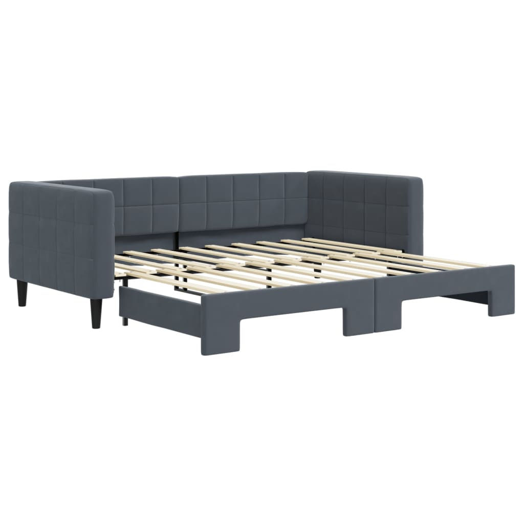 Daybed with Trundle without Mattress Dark Grey 90x190 cm Single