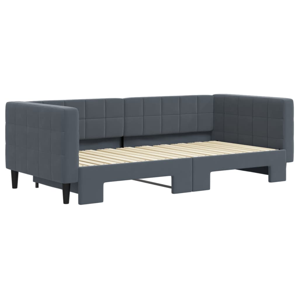 Daybed with Trundle without Mattress Dark Grey 90x190 cm Single