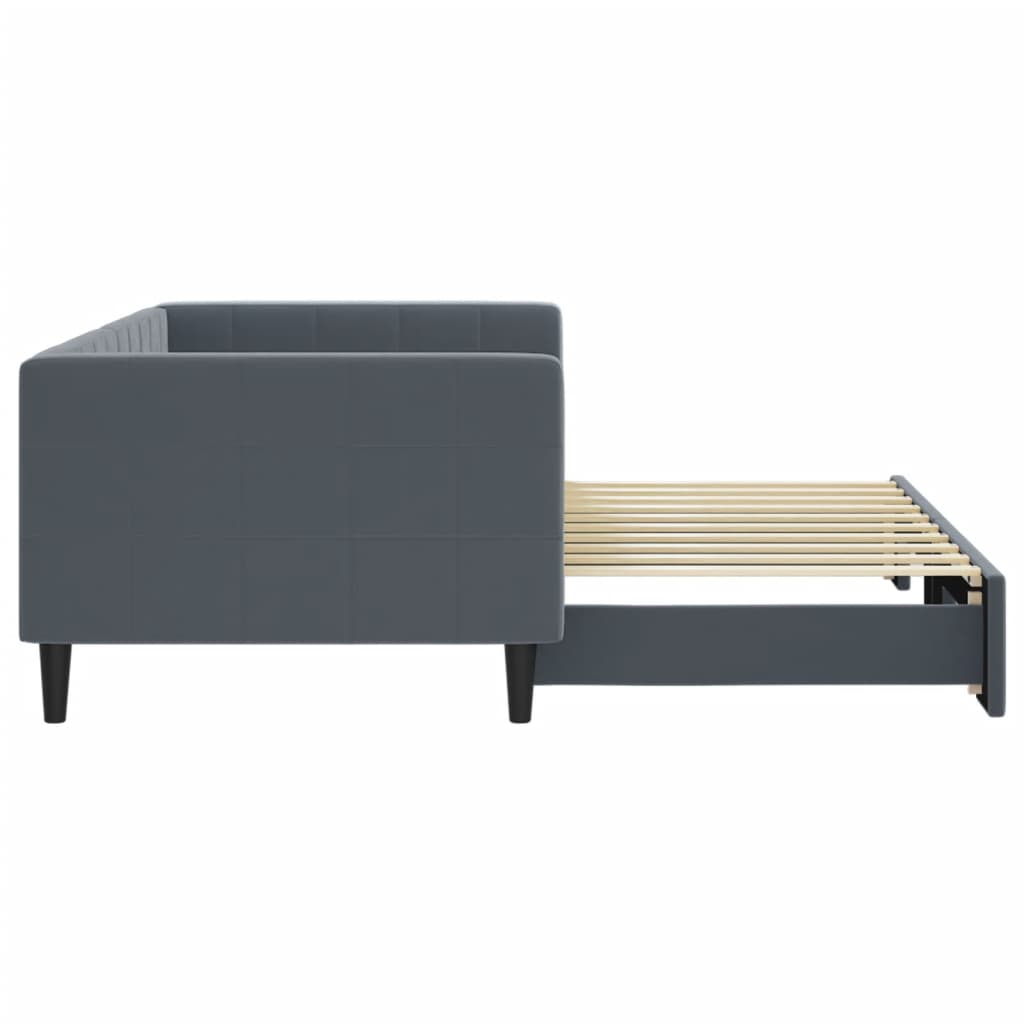 Daybed with Trundle without Mattress Dark Grey 90x190 cm Single