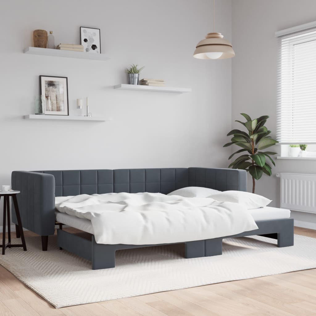 Daybed with Trundle without Mattress Dark Grey 90x190 cm Single