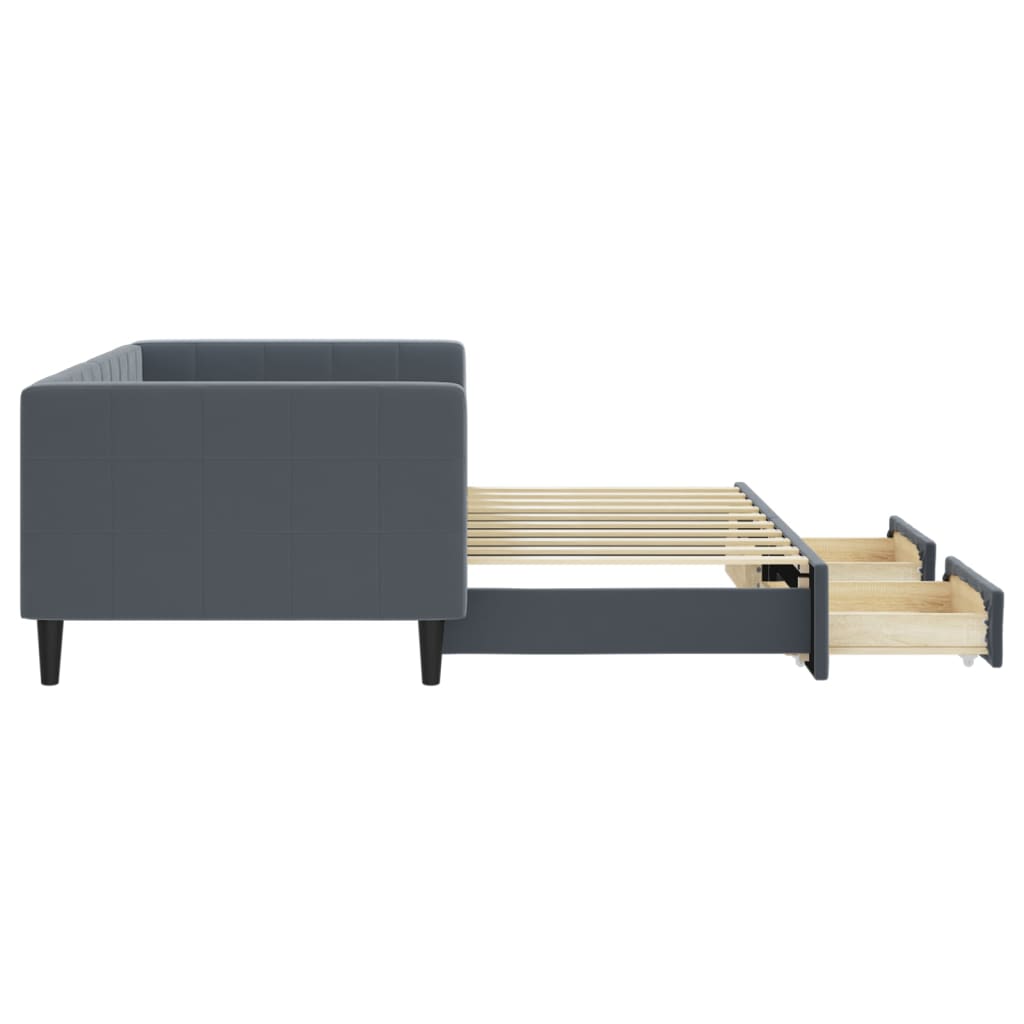 Daybed with Trundle&Drawers without Mattress Dark Grey 90x190 cm Single