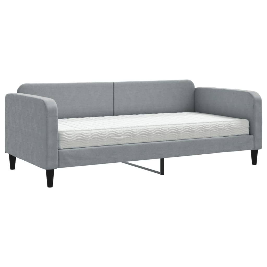 Daybed with Mattress Light Grey 90x190 cm Fabric