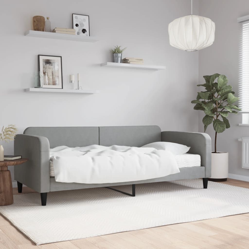 Daybed with Mattress Light Grey 90x190 cm Fabric