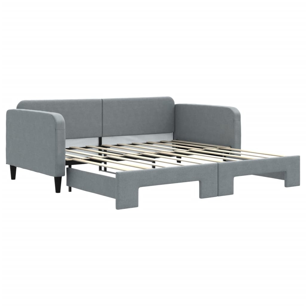 Daybed with Trundle without Mattress Light Grey 90x190 cm Single