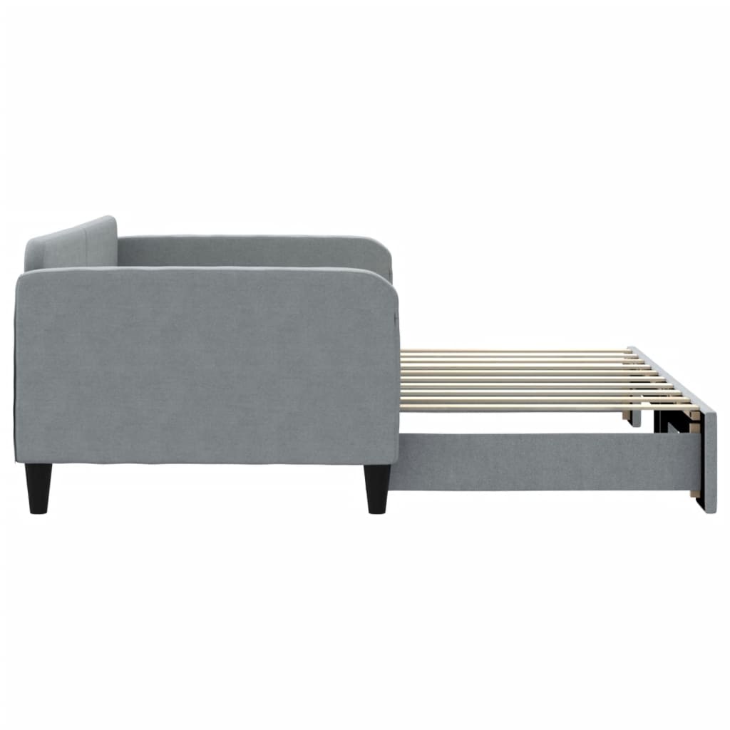 Daybed with Trundle without Mattress Light Grey 90x190 cm Single