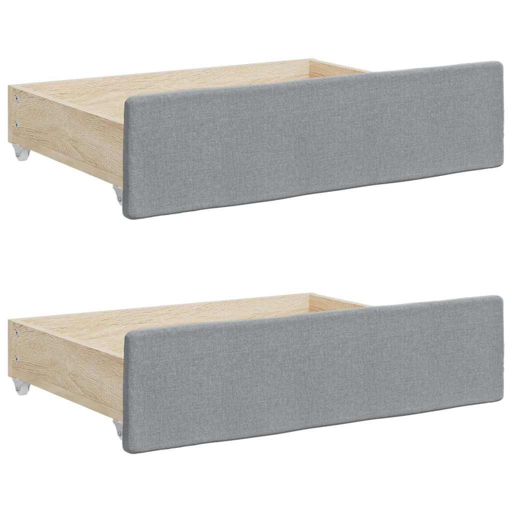 Daybed with Trundle&Drawers without Mattress Light Grey 90x190 cm Single