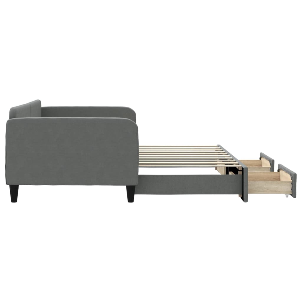 Daybed with Trundle&Drawers without Mattress Dark Grey 90x190 cm Single