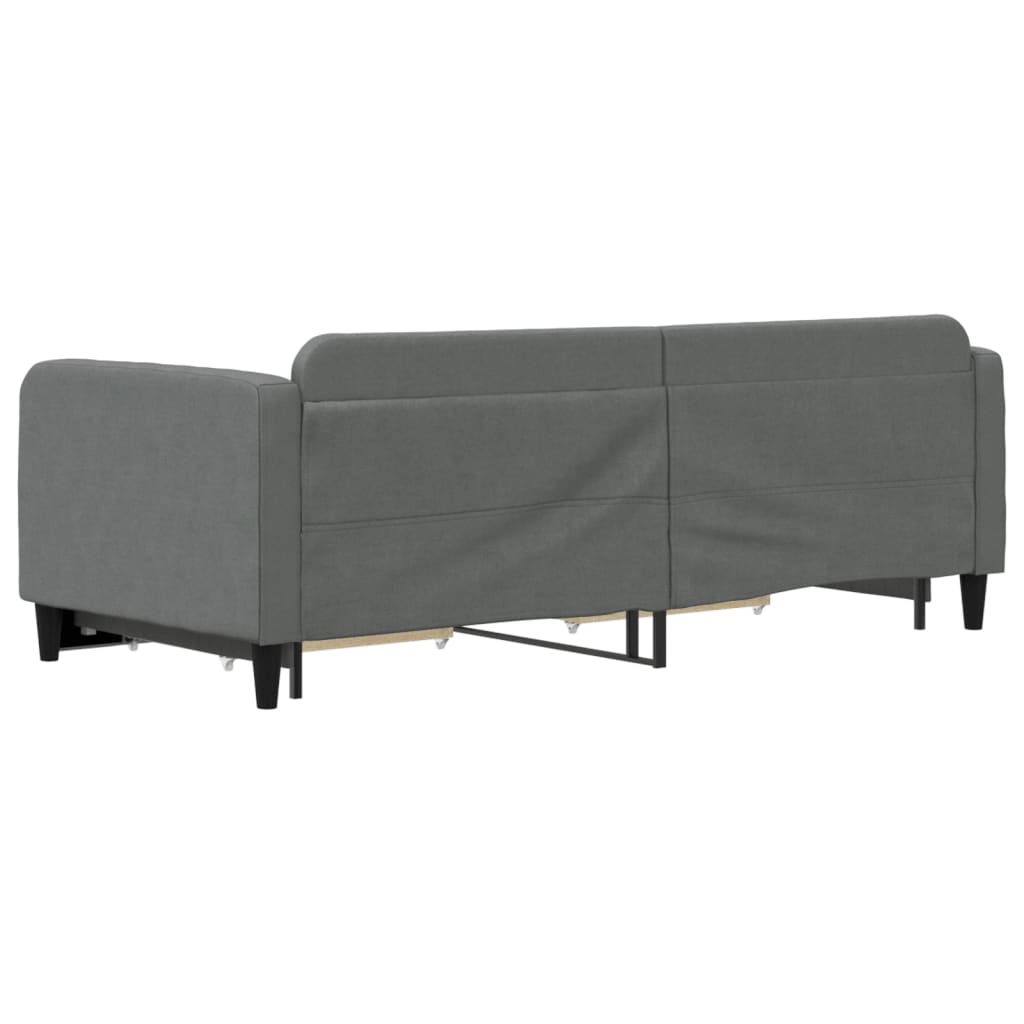 Daybed with Trundle&Drawers without Mattress Dark Grey 90x190 cm Single