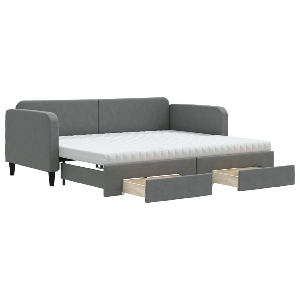 Daybed with Trundle and Drawers Dark Grey 90x190 cm Fabric