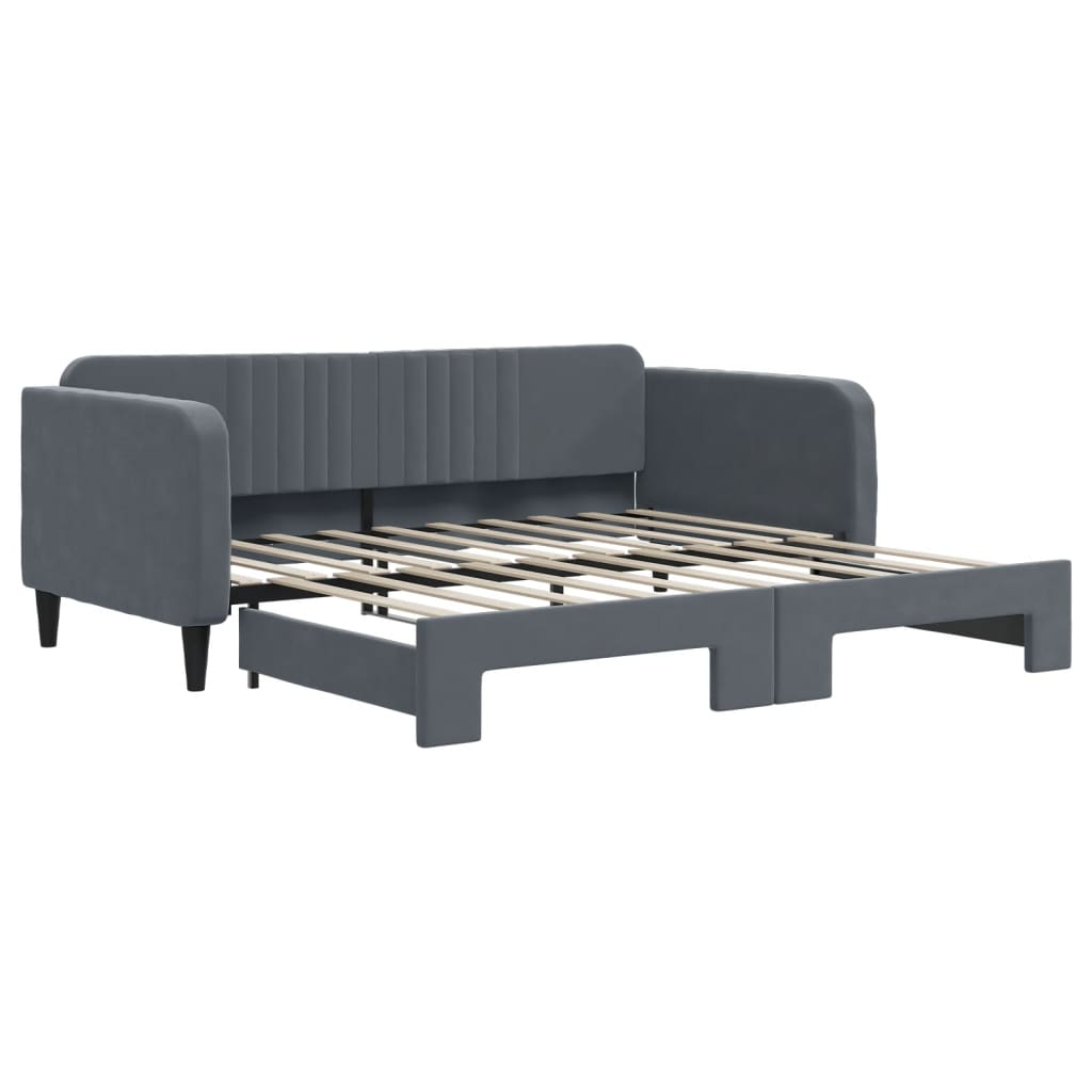 Daybed with Trundle without Mattress Dark Grey 90x190 cm Single