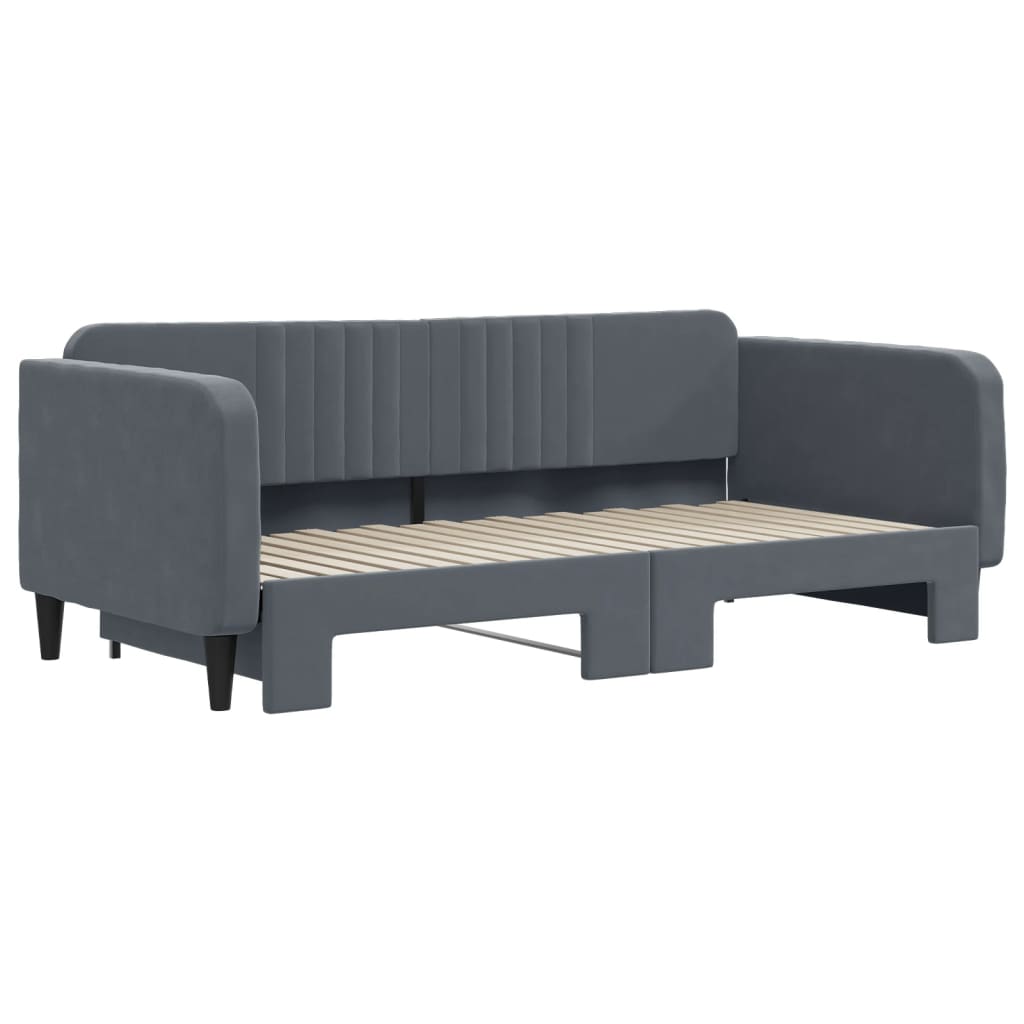Daybed with Trundle without Mattress Dark Grey 90x190 cm Single