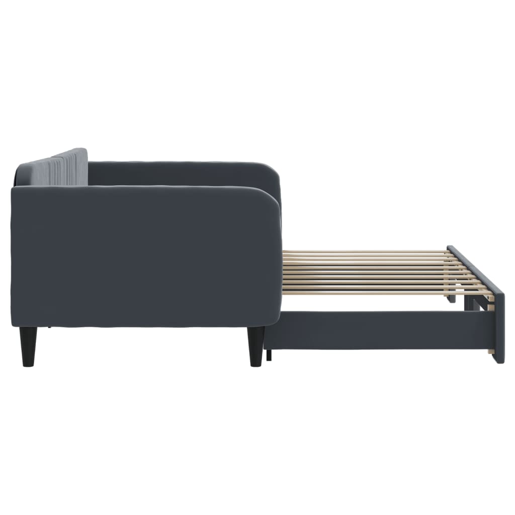 Daybed with Trundle without Mattress Dark Grey 90x190 cm Single