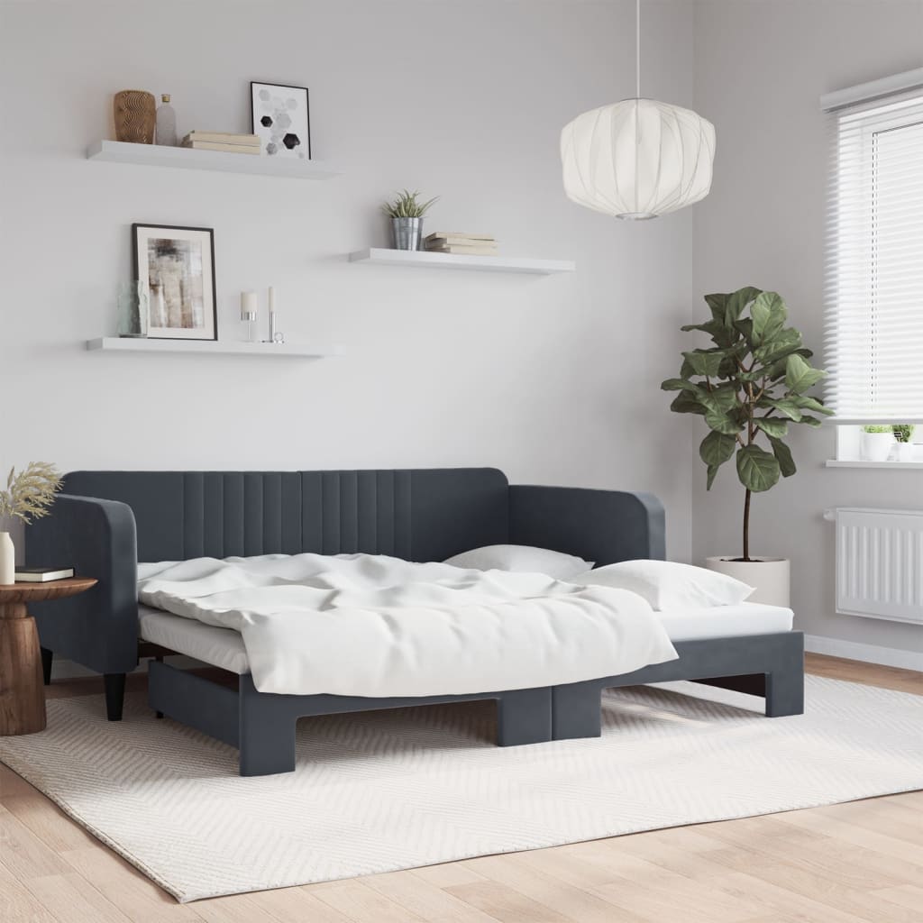 Daybed with Trundle without Mattress Dark Grey 90x190 cm Single