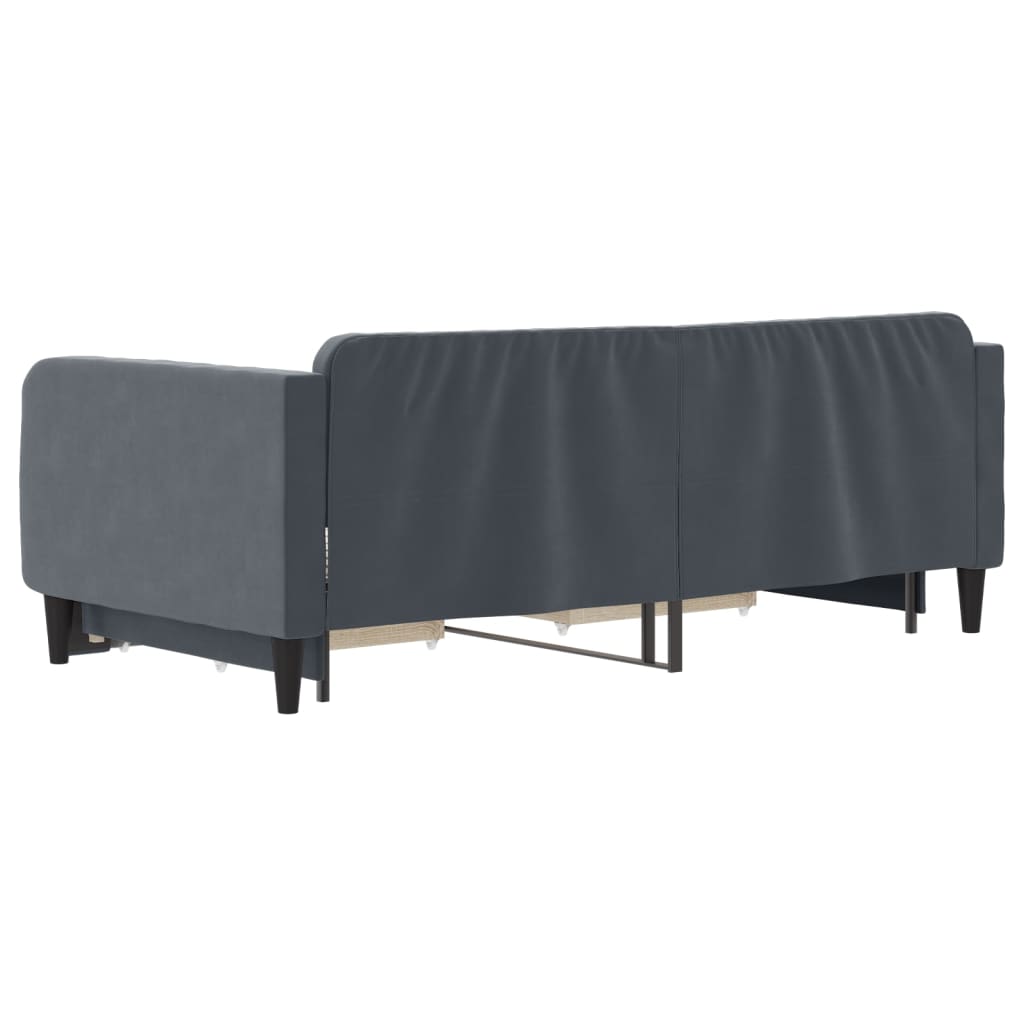 Daybed with Trundle&Drawers without Mattress Dark Grey 90x190 cm Single