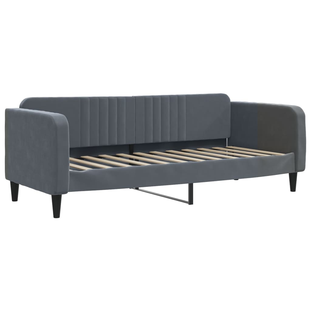 Daybed with Trundle and Drawers Dark Grey 90x190 cm Velvet